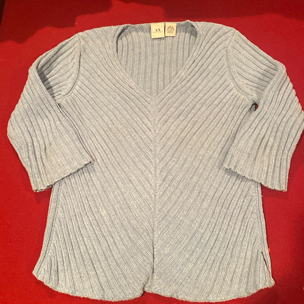 Women’s L Armani Exchange blue sweater 3/4 sleeves